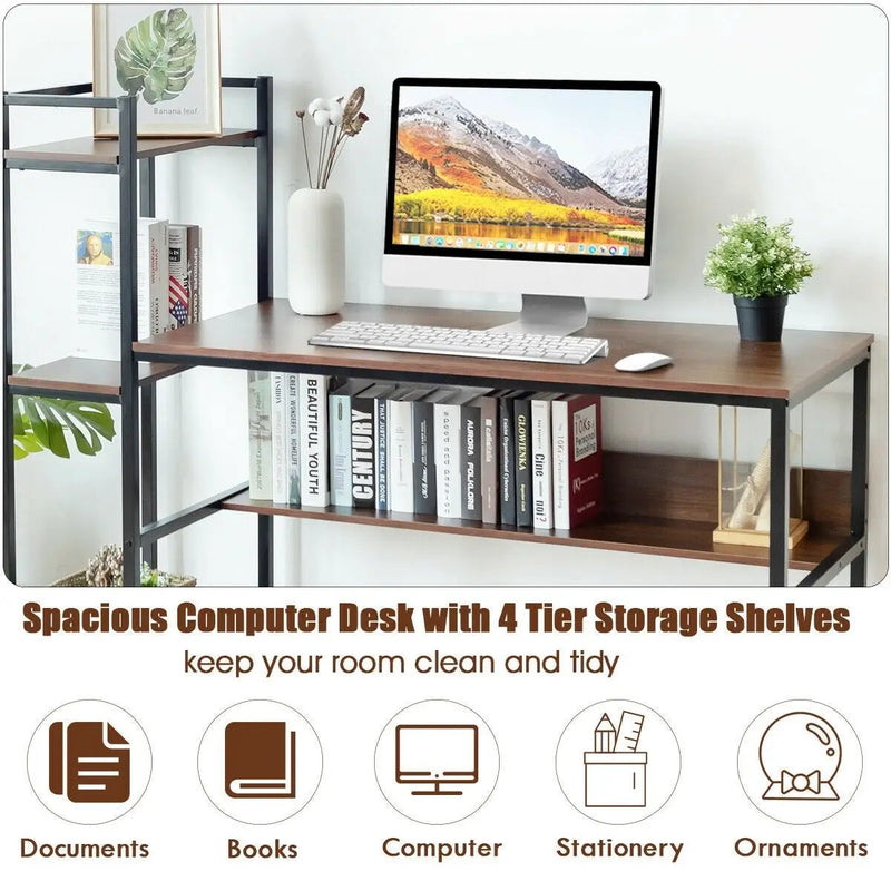 59-Inch Computer Desk Home Office Workstation 4-Tier Storage Shelves by DirectDeals