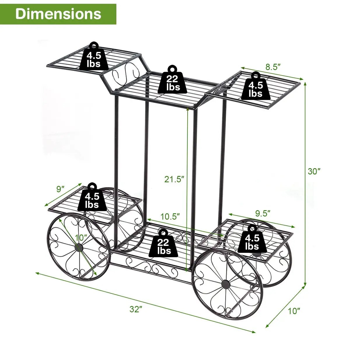 6-Tier Garden Cart Flower Rack Display Decor Pot Plant Holder by DirectDeals