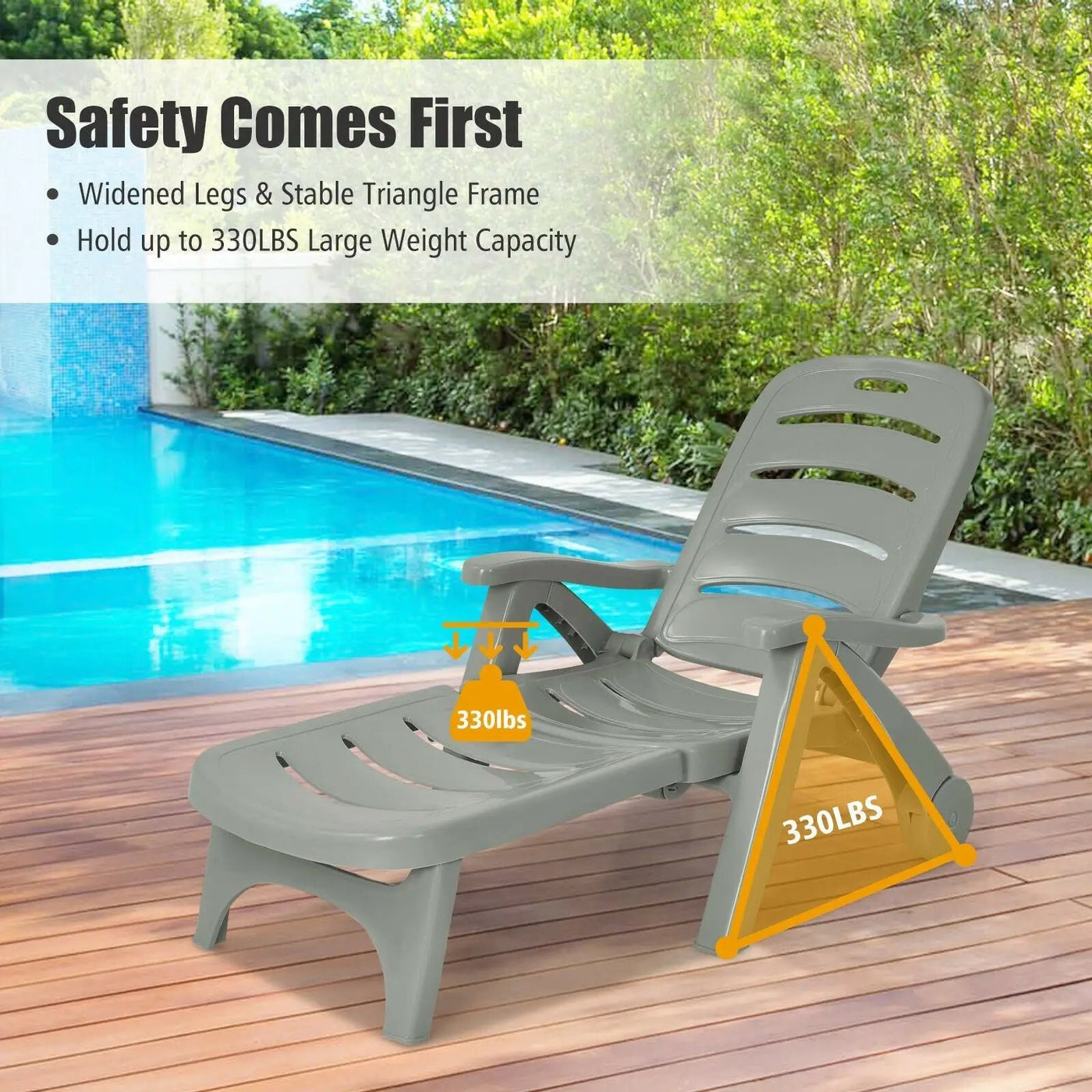 5 Position Adjustable Folding Lounger Chaise Chair by DirectDeals