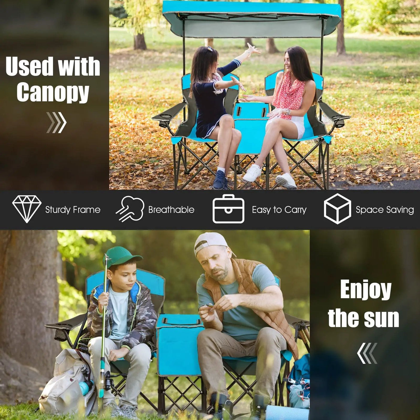 Portable Folding Camping Canopy Chairs with Cup Holder by DirectDeals
