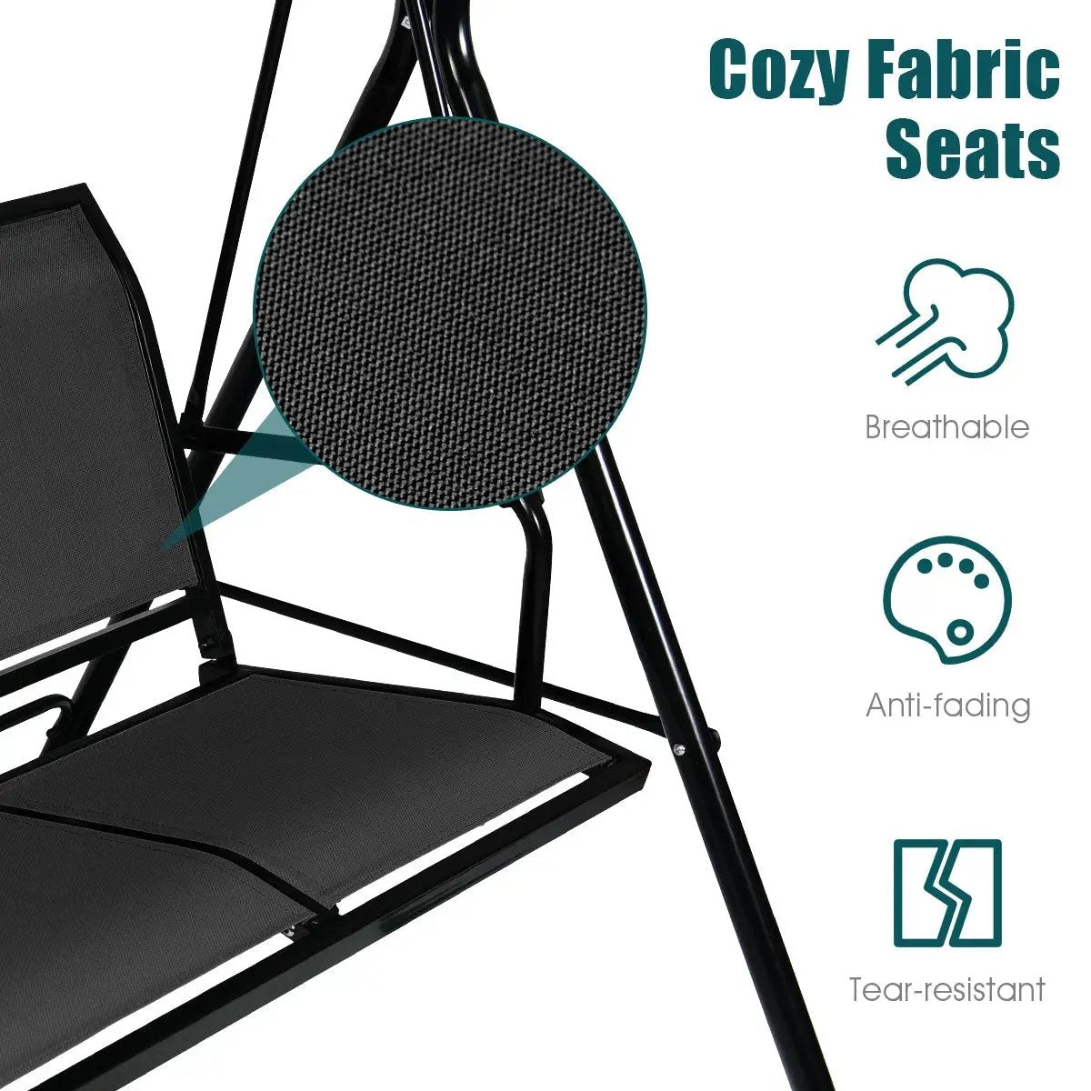 3 Person Steel Frame Patio Swing with Polyester Angle and Adjustable Canopy by DirectDeals