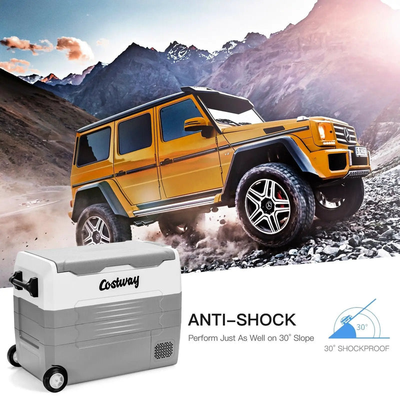 58 Quarts Car Refrigerator Portable RV Freezer Dual Zone with Wheel-Gray by DirectDeals