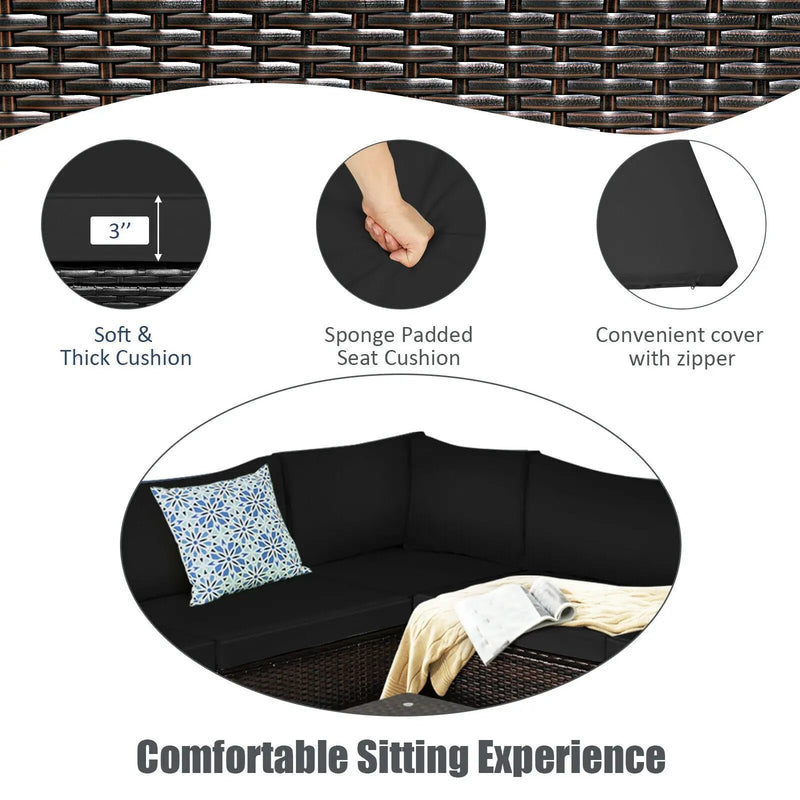 6 Pieces Patio Furniture Sofa Set with Cushions for Outdoor by DirectDeals