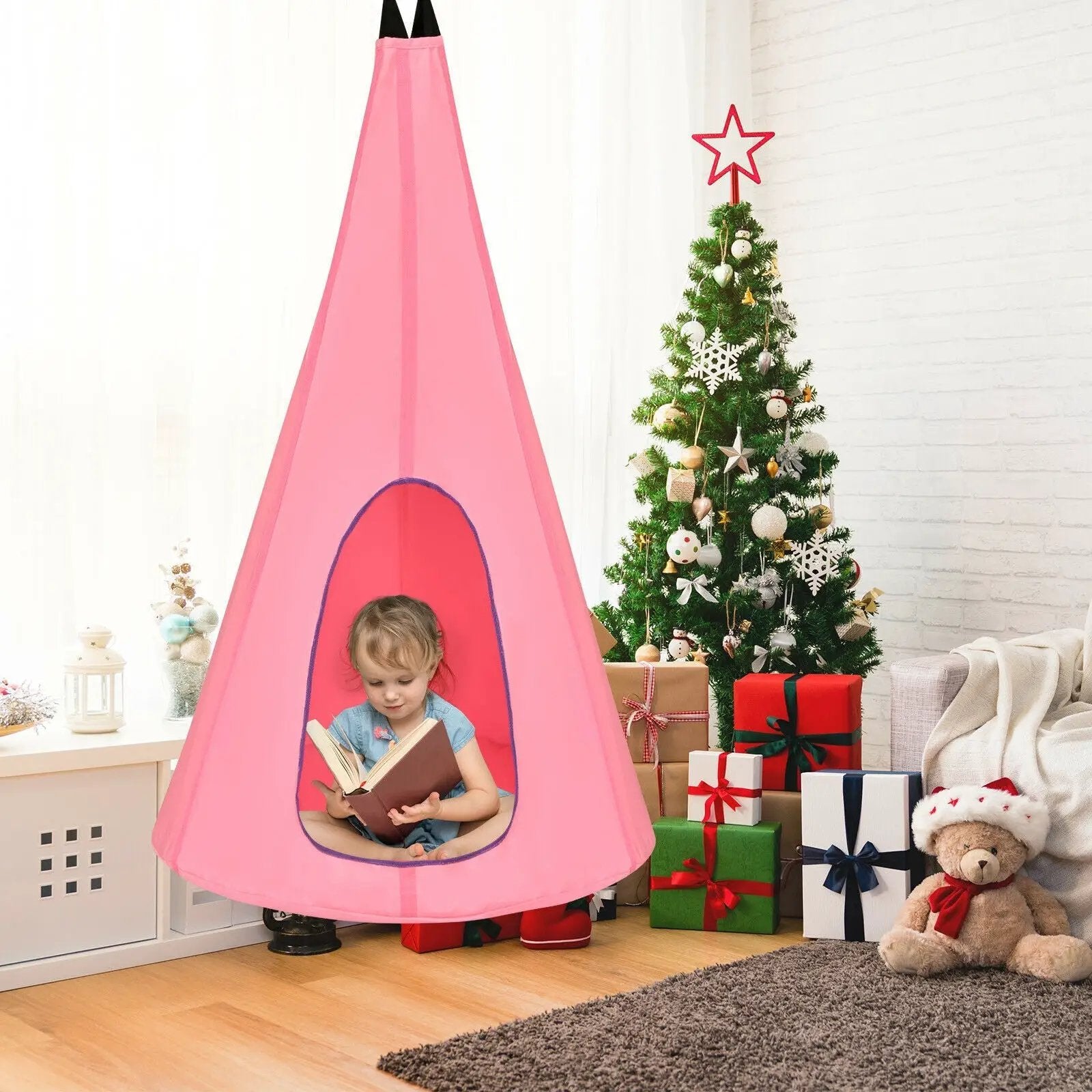 32 Inch Kids Nest Swing Chair Hanging Hammock Seat for Indoor Outdoor by DirectDeals