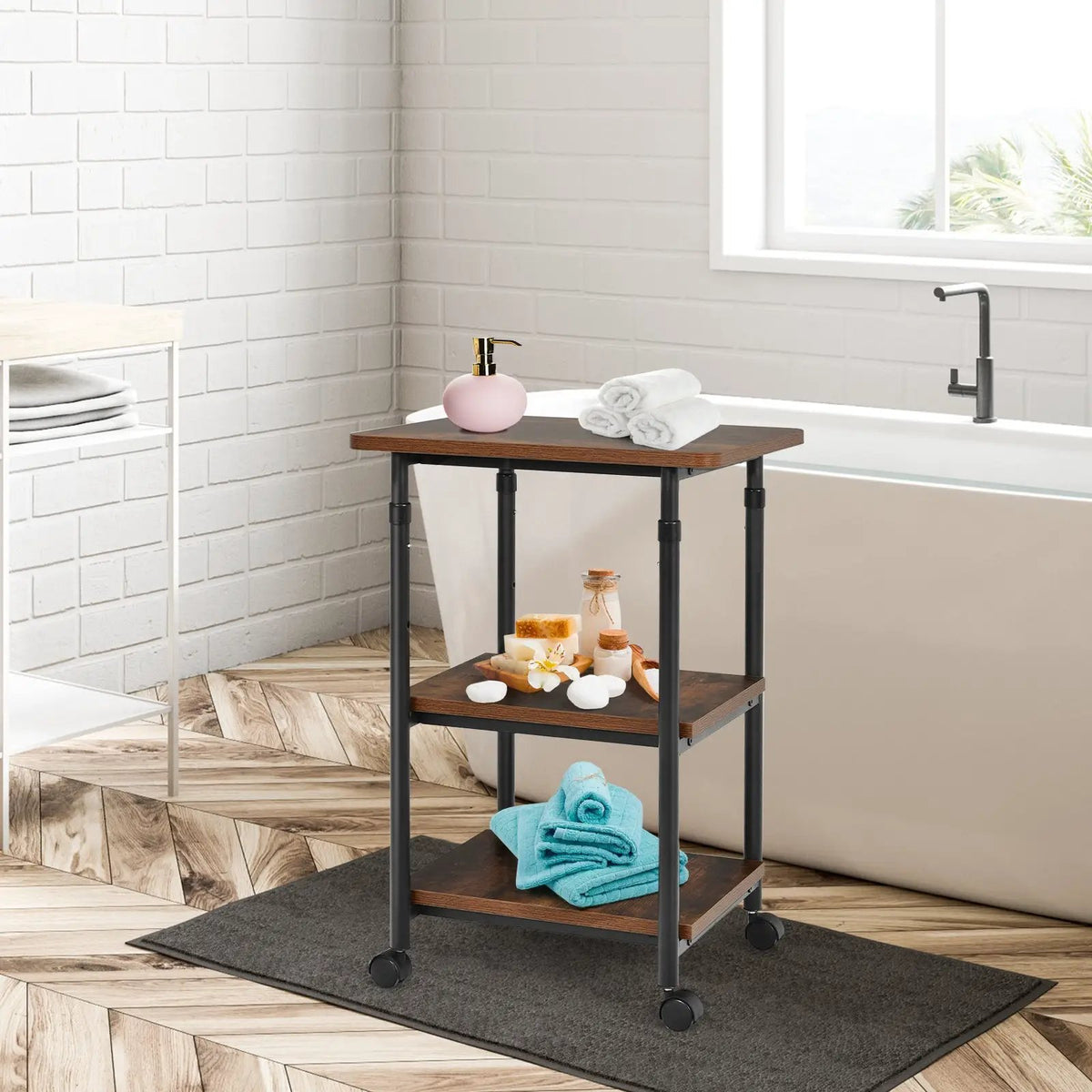 3-tier Adjustable Printer Stand with 360° Swivel Casters by DirectDeals