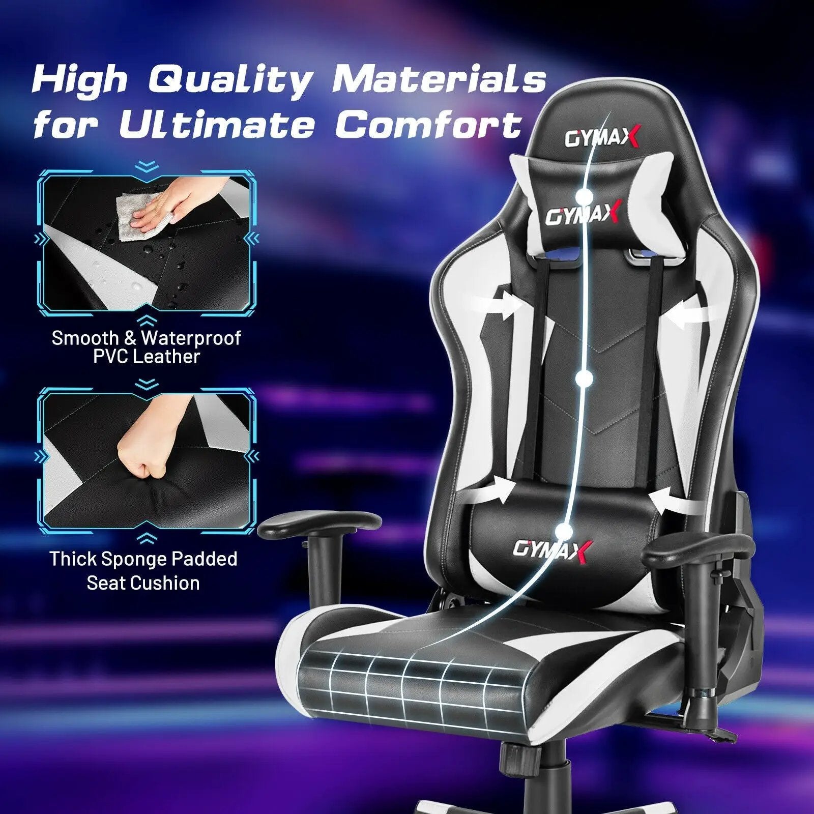 Gaming Chair Adjustable Swivel Racing Style Computer Office Chair by DirectDeals