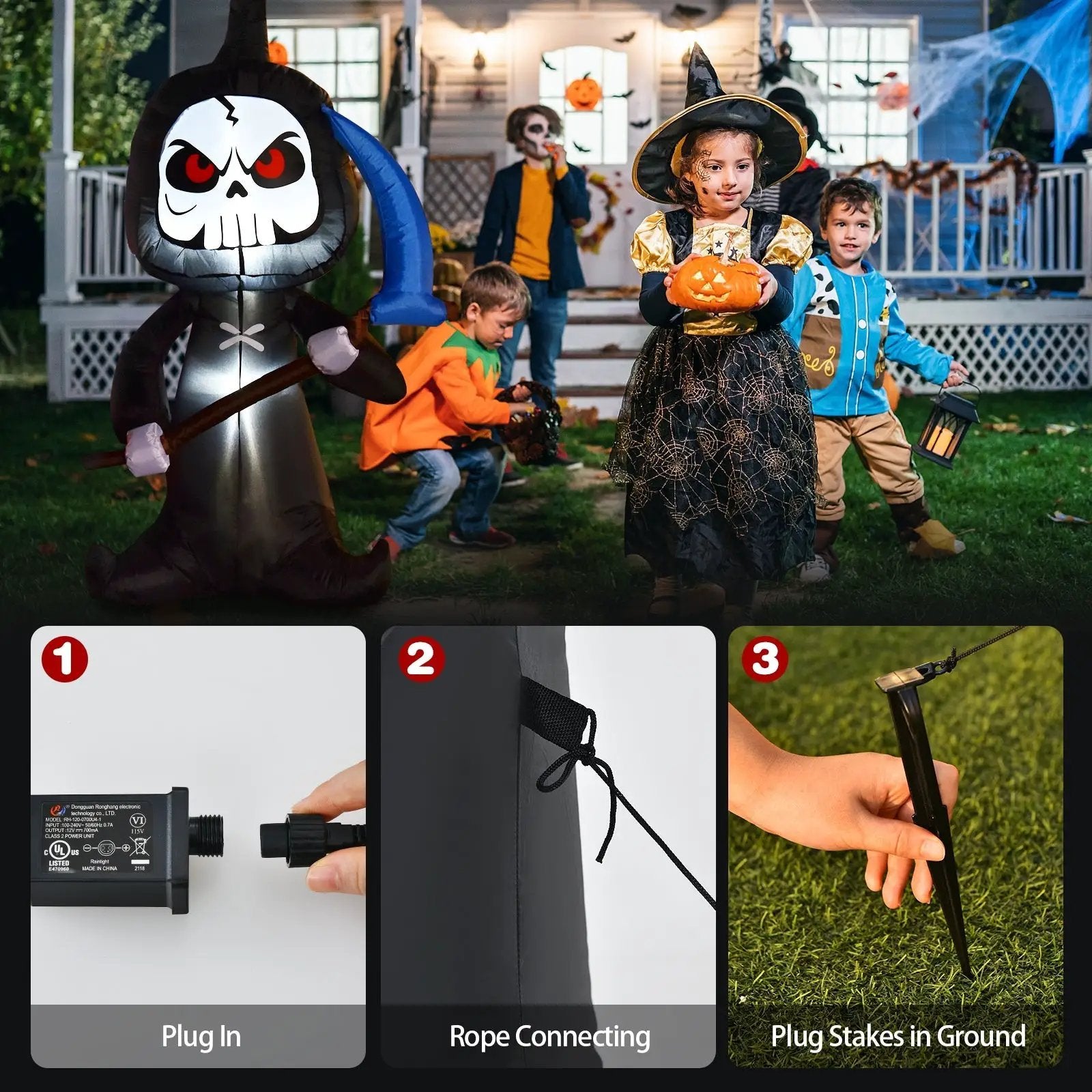6 Feet Halloween Inflatable Decorations with Built-in LED Lights by DirectDeals