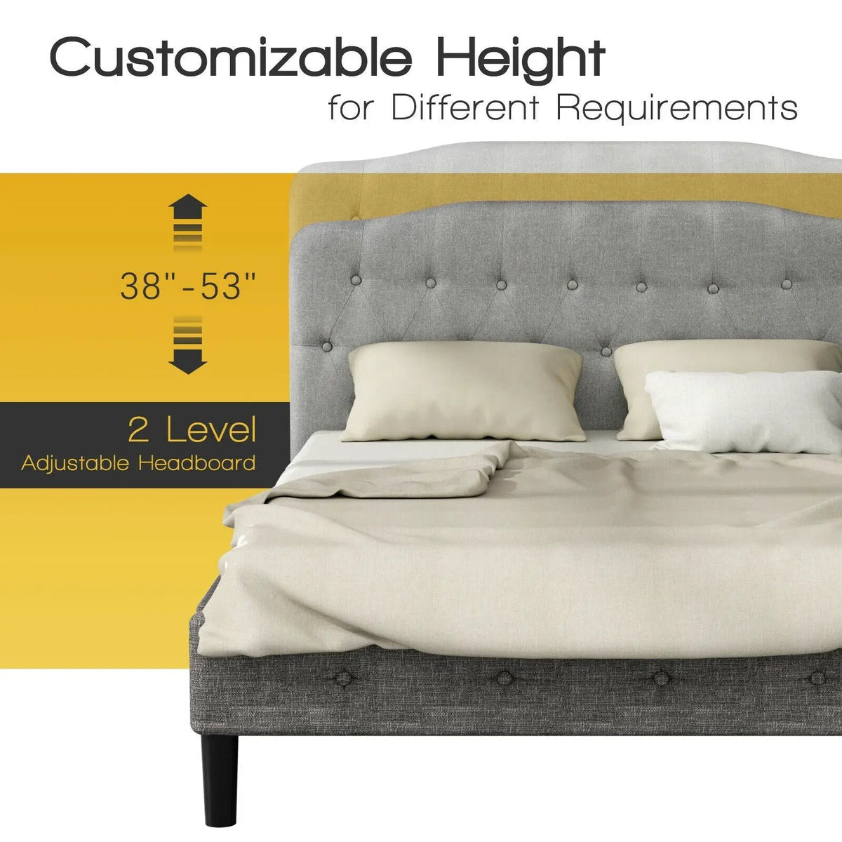 Queen Upholstered Headboard with Adjustable Heights by DirectDeals