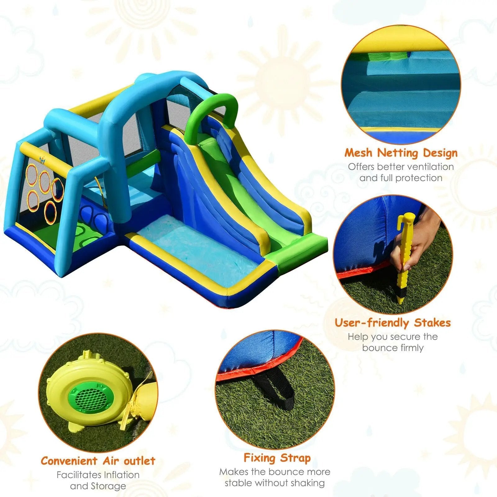 5-in-1 Kids Inflatable Climbing Bounce House without Blower by DirectDeals