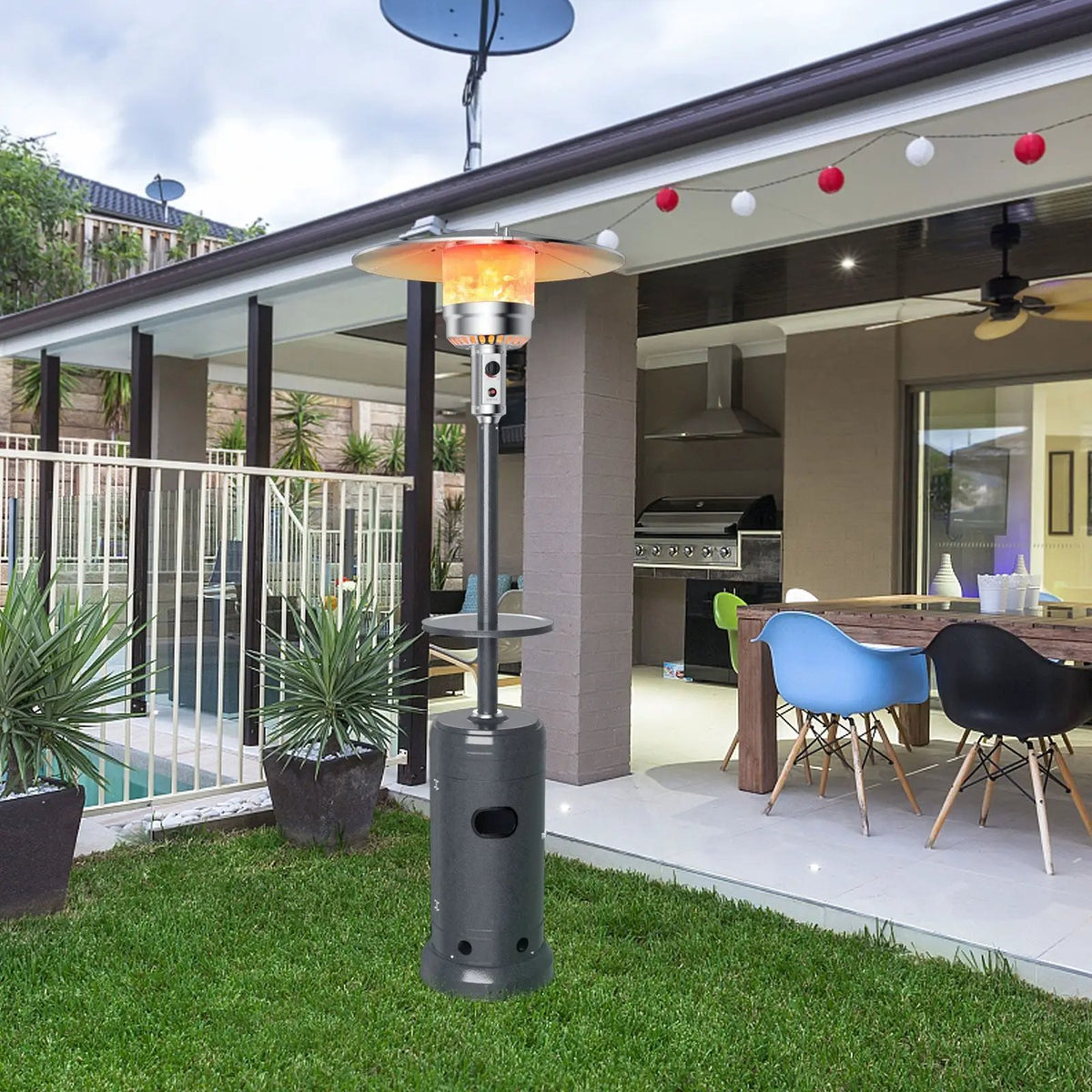 Outdoor Heater Propane Standing LP Gas Steel with Table by DirectDeals