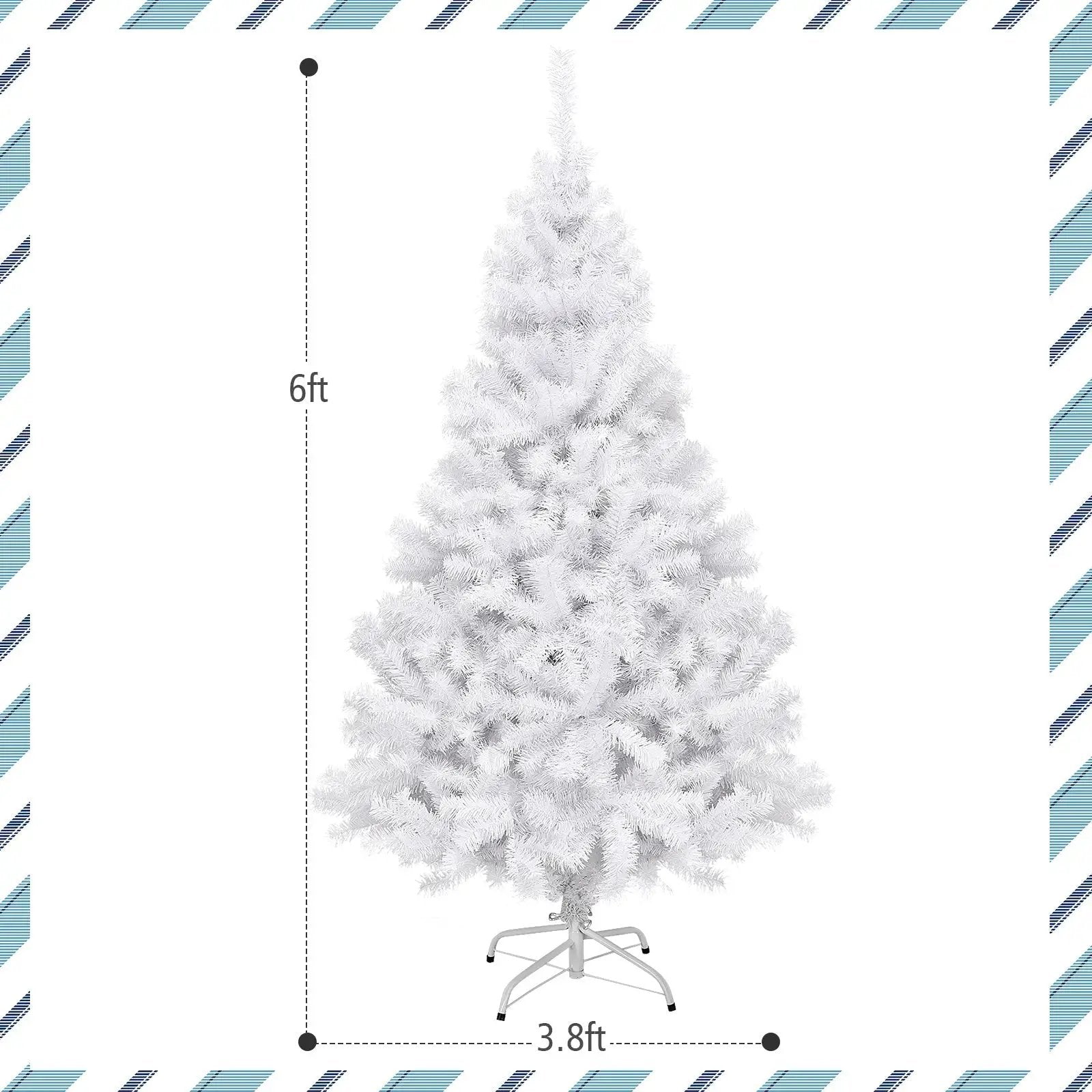 6' / 7.5' / 9' Hinged Artificial Christmas Tree with Metal Stand by DirectDeals