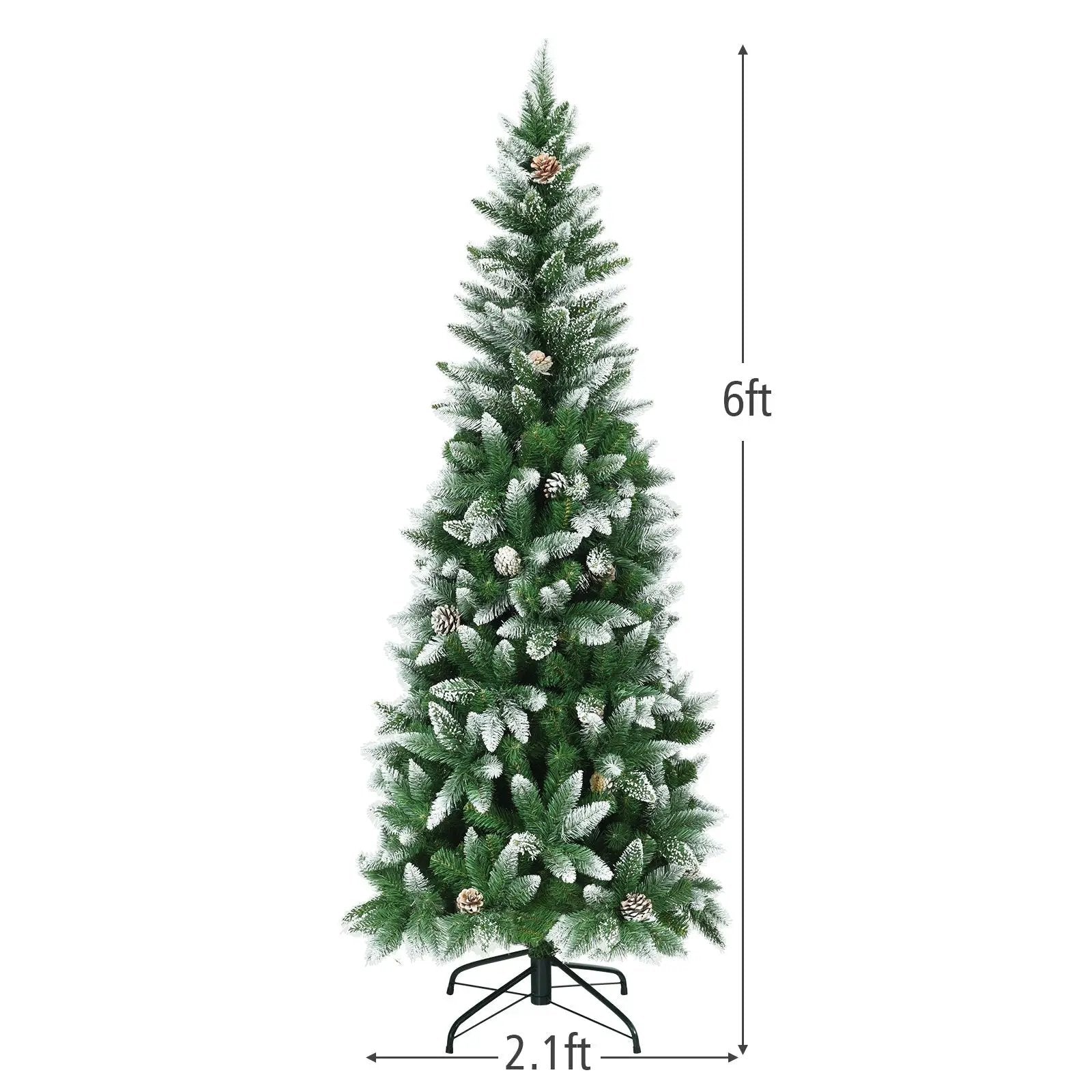 5/6/7.5 Feet Artificial Pencil Christmas Tree with Pine Cones by DirectDeals