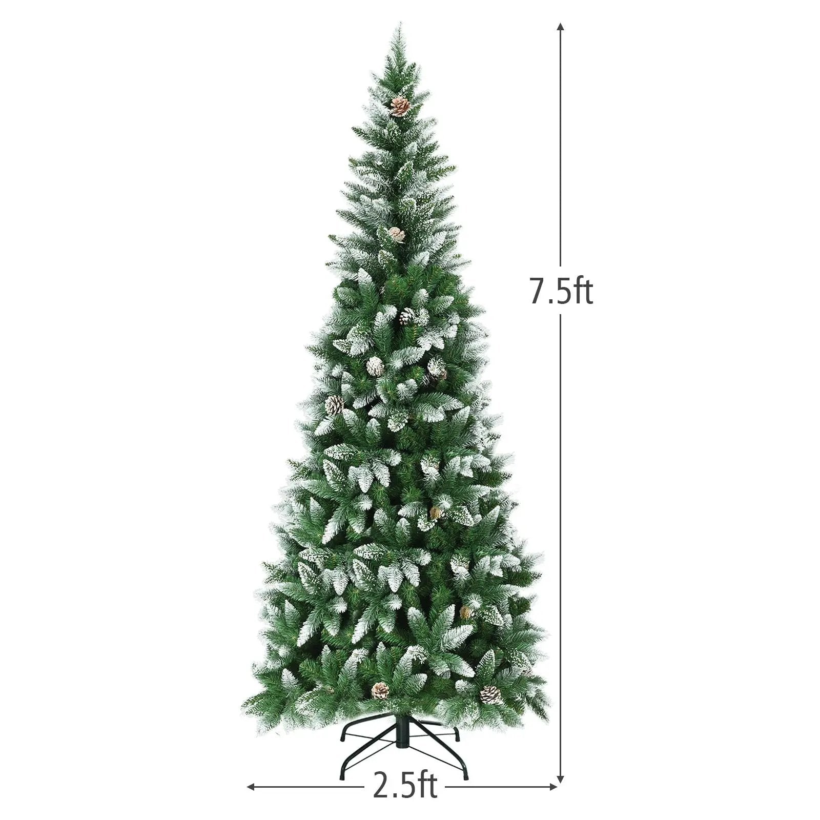 5/6/7.5 Feet Artificial Pencil Christmas Tree with Pine Cones by DirectDeals