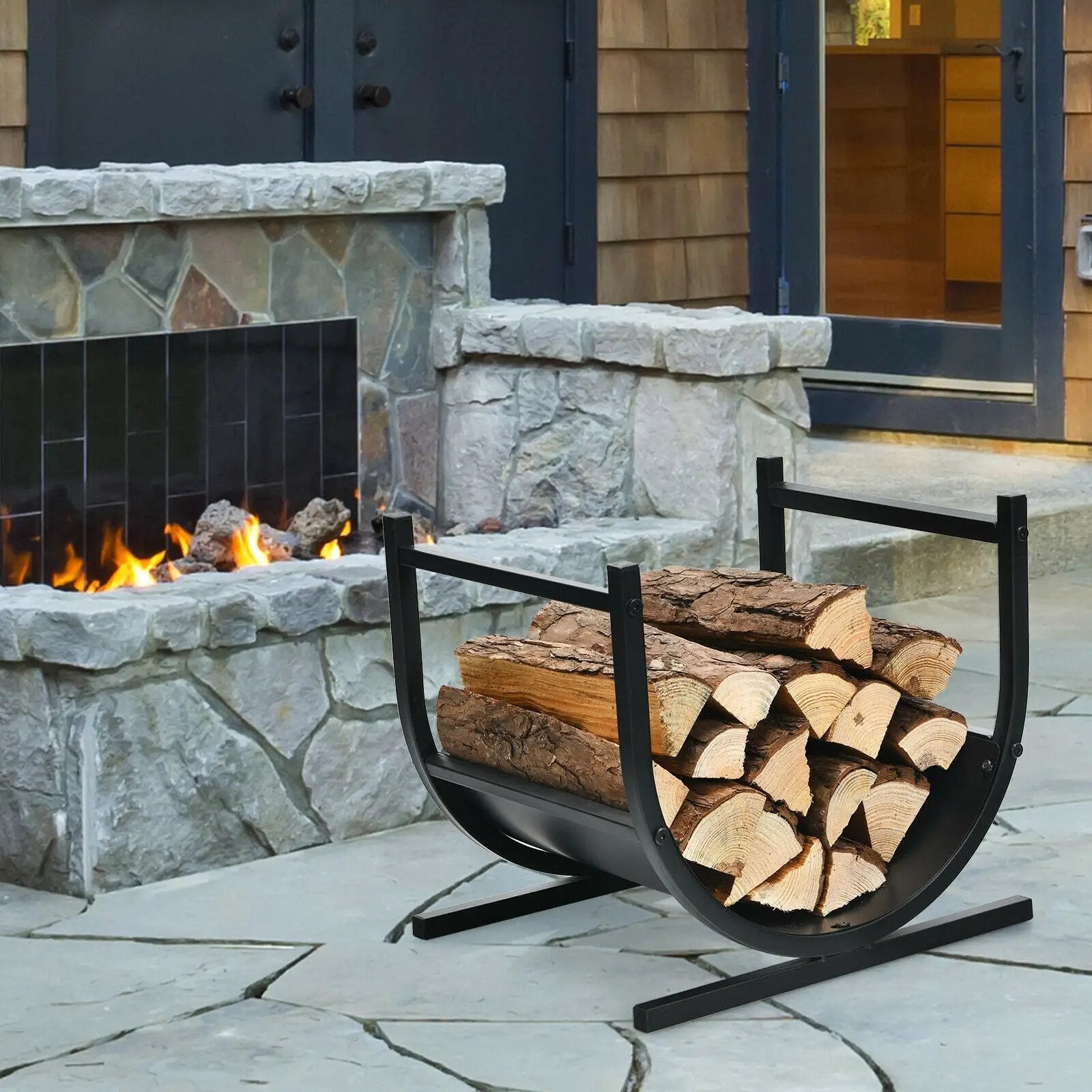 17 Inch U-Shaped Firewood Rack Steel by DirectDeals