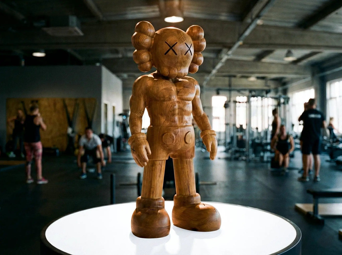 Muscular Wooden Sculpture – Gym & Fitness Art Decor by Gizz