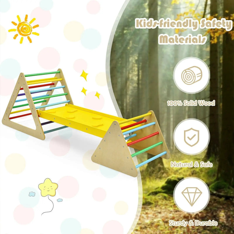 3 in 1 Wooden Set of 2 Triangle Climber with Ramp for Slid by DirectDeals