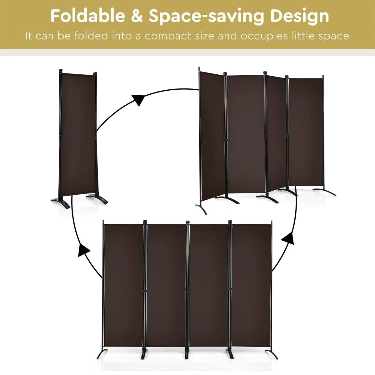 4-Panel Room Divider with Steel Frame by DirectDeals