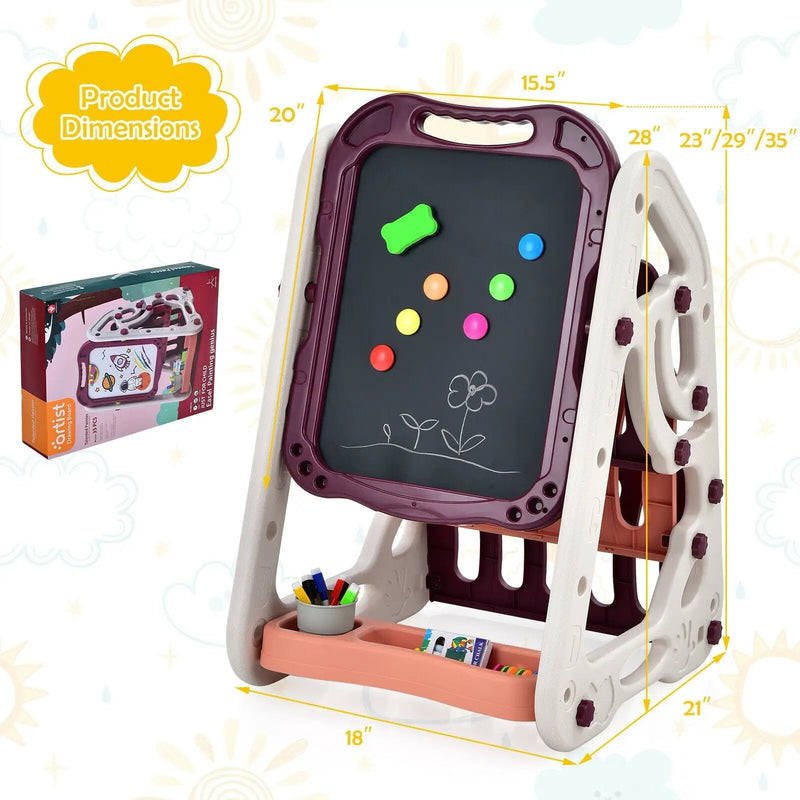 3-in-1 Kids Art Easel Double-Sided Tabletop Easel with Art Accessories by DirectDeals