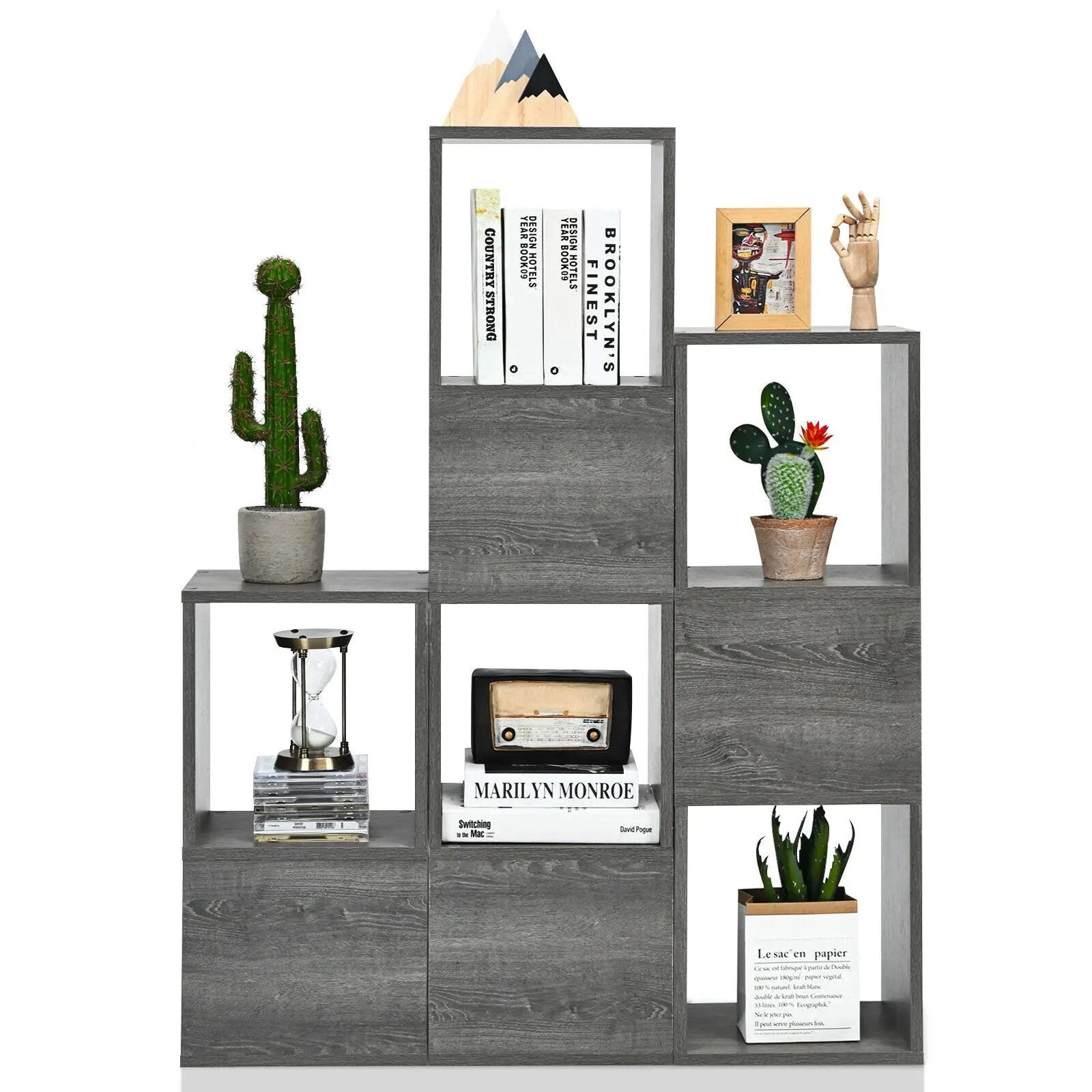 Freestanding Display Shelf for Living Room-Gray by DirectDeals