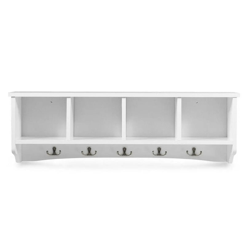 Wall-Mounted Storage Cabinet Hanging Entryway Shelf Coat Rack by DirectDeals