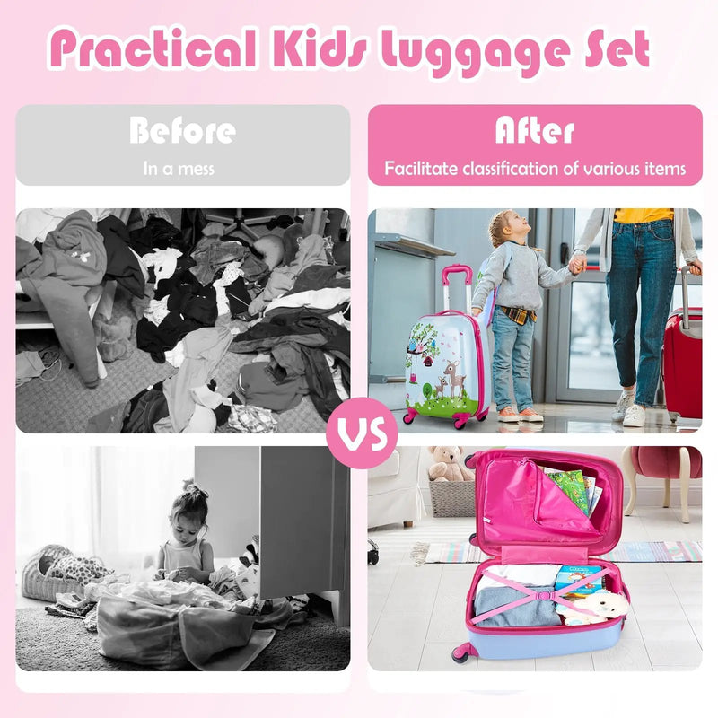 2 Pieces ABS Kids Suitcase Backpack Luggage Set by DirectDeals