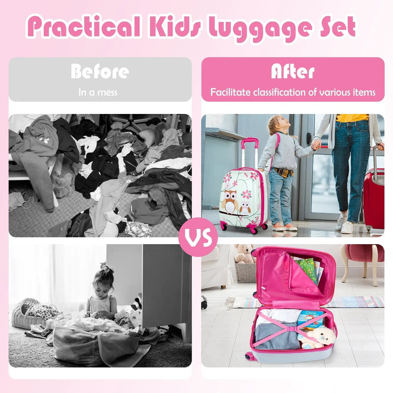 2 Pieces 12 Inch 16 Inch Green ABS Kids Suitcase Luggage Set by DirectDeals