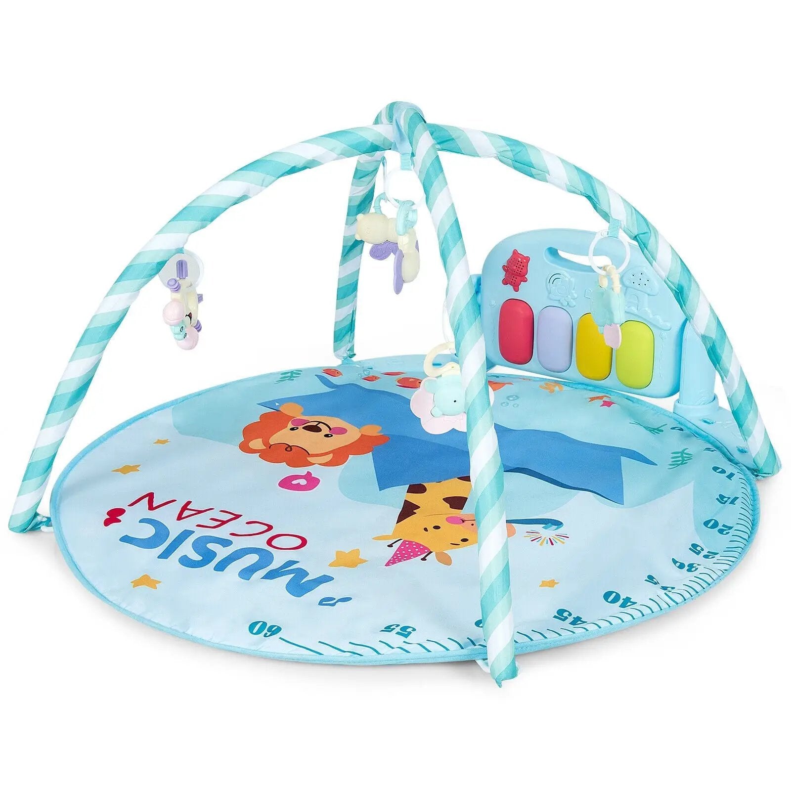Baby Activity Play Piano Gym Mat with 5 Hanging Sensory Toys by DirectDeals