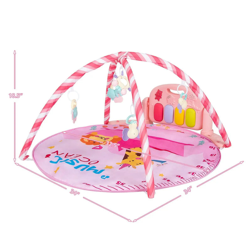 Baby Activity Play Piano Gym Mat with 5 Hanging Sensory Toys by DirectDeals