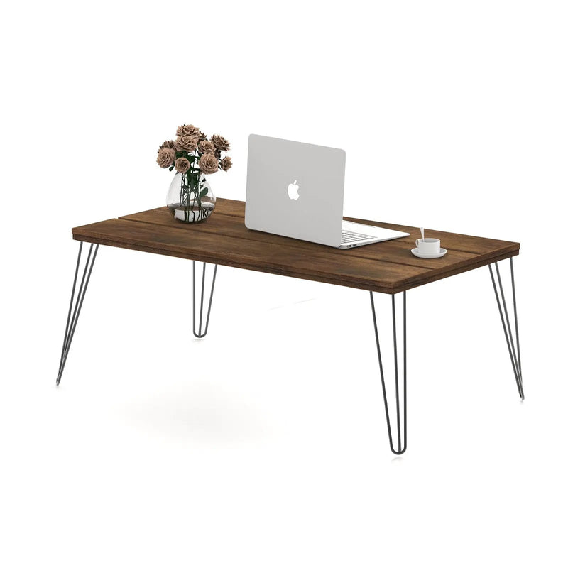 43.5 Inch Wooden Rectangular Coffee Table with Metal Legs by DirectDeals