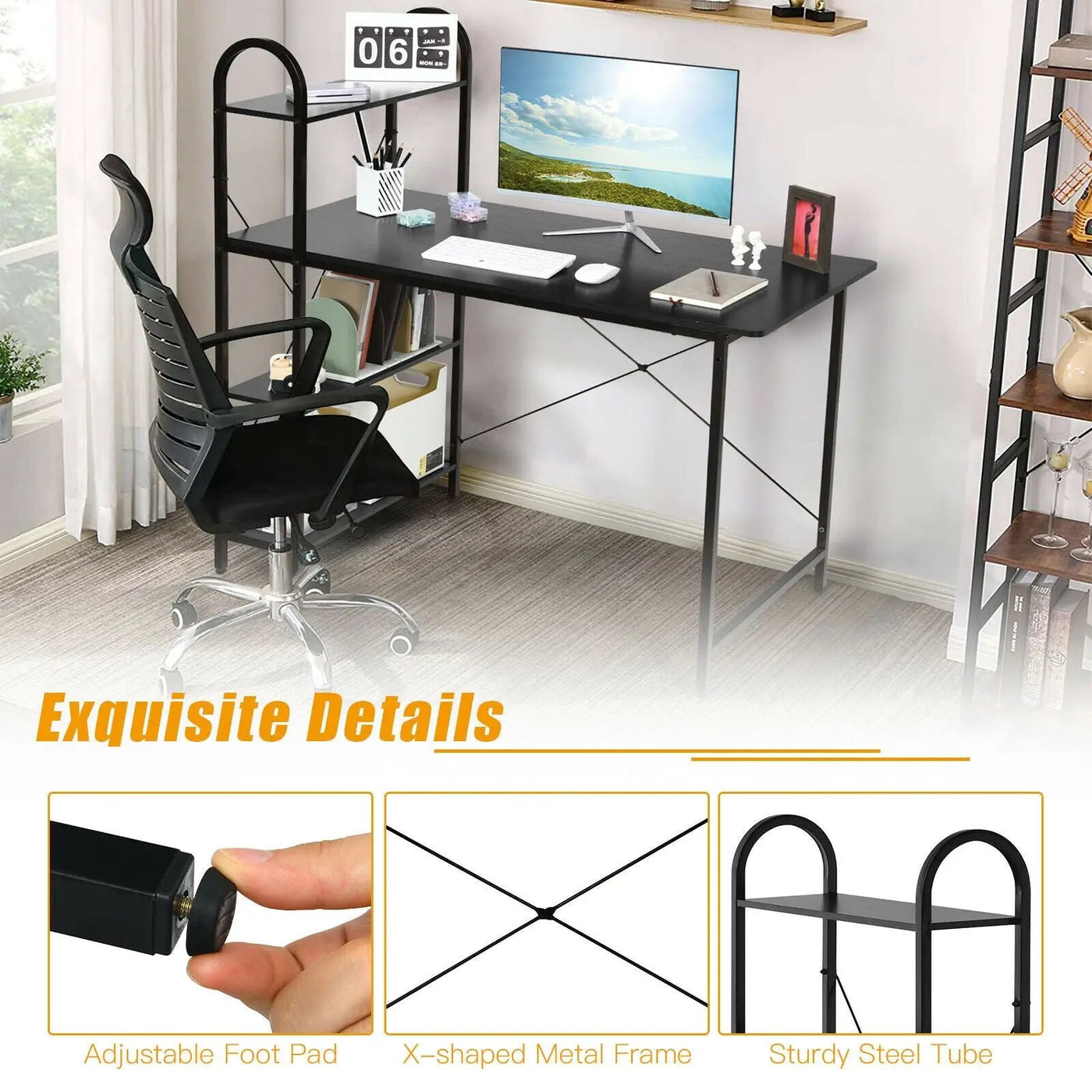 48-Inch Reversible Computer Desk with Storage Shelf by DirectDeals