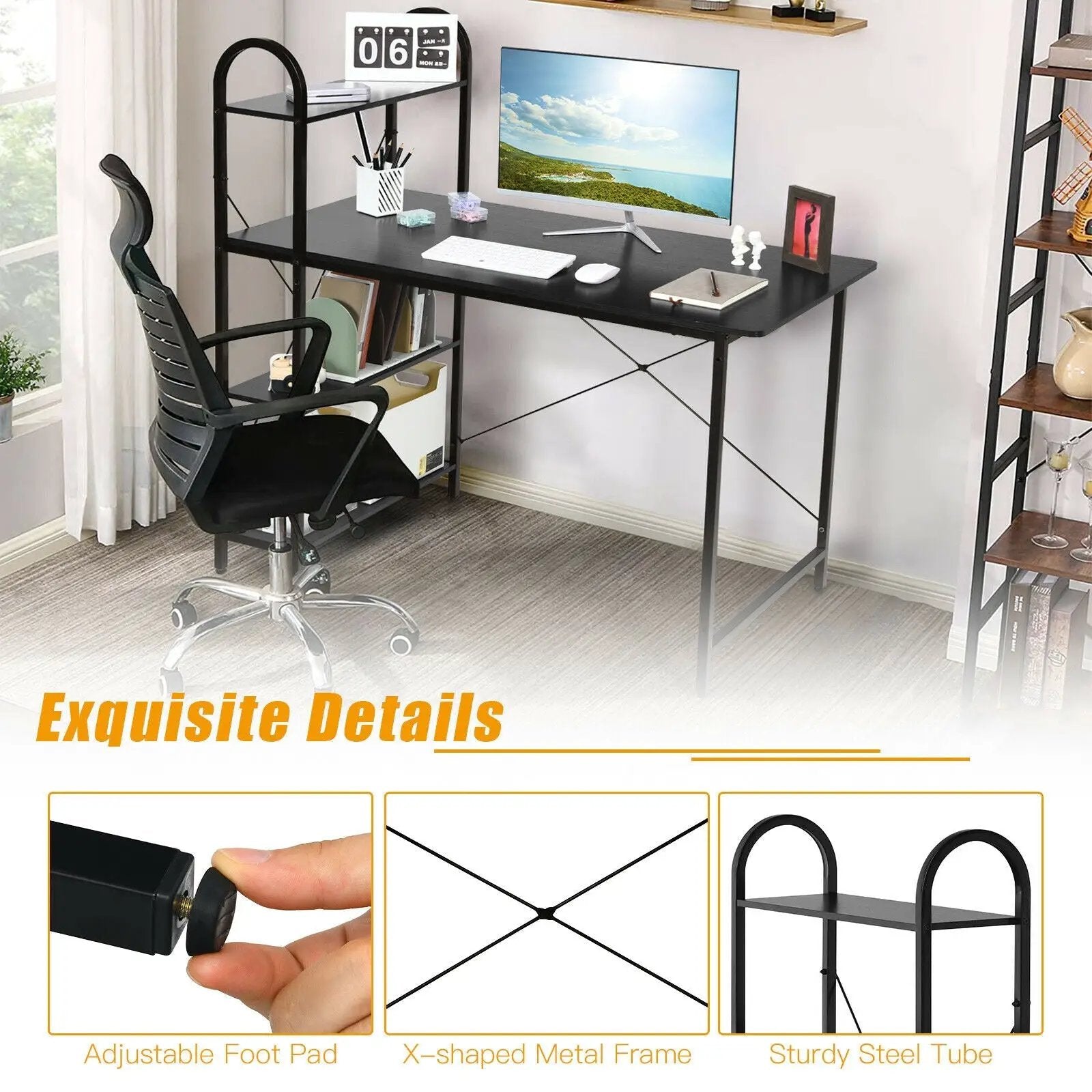 48-Inch Reversible Computer Desk with Storage Shelf by DirectDeals