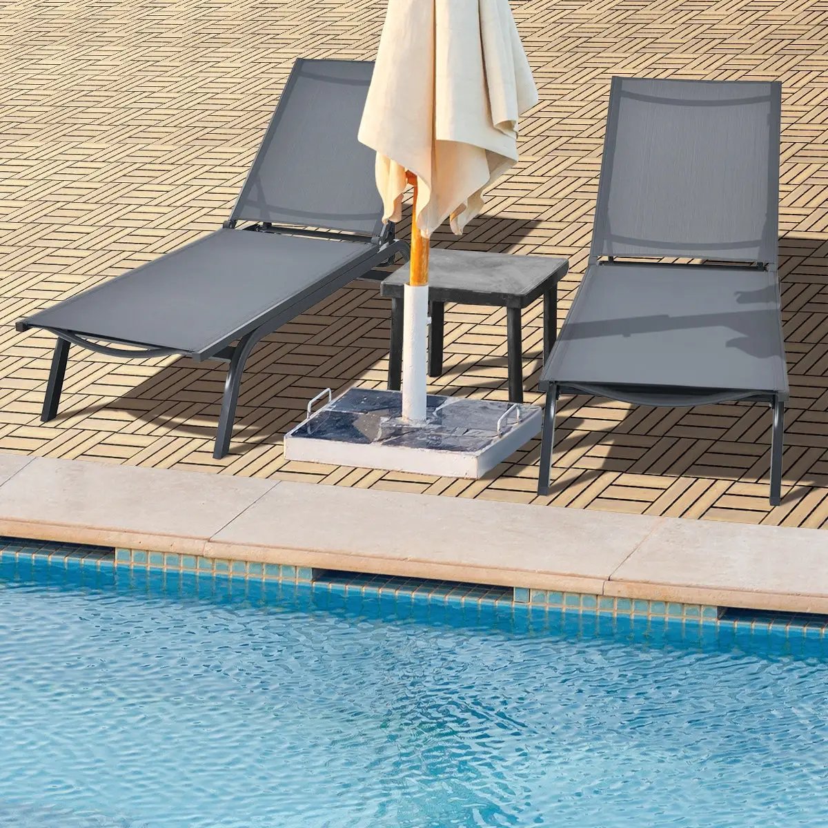 10 Pieces 12 x 12 Inch Acacia Wood Interlocking Check Deck Tiles by DirectDeals