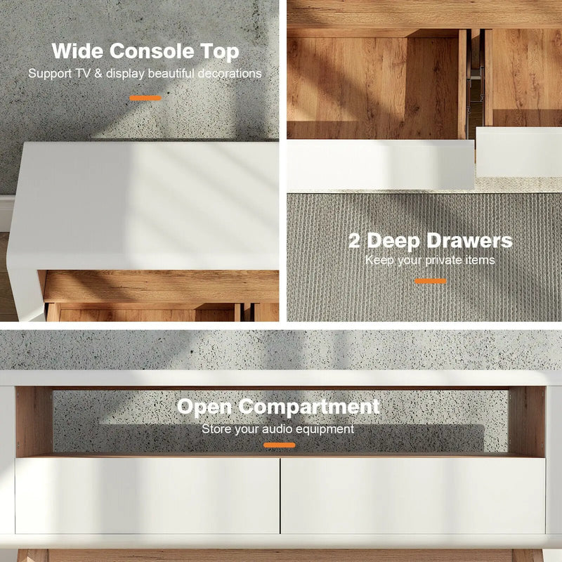 Media Console with 2 Pull-Out Drawers and Open Compartment for TVs up to 50 Inch by DirectDeals