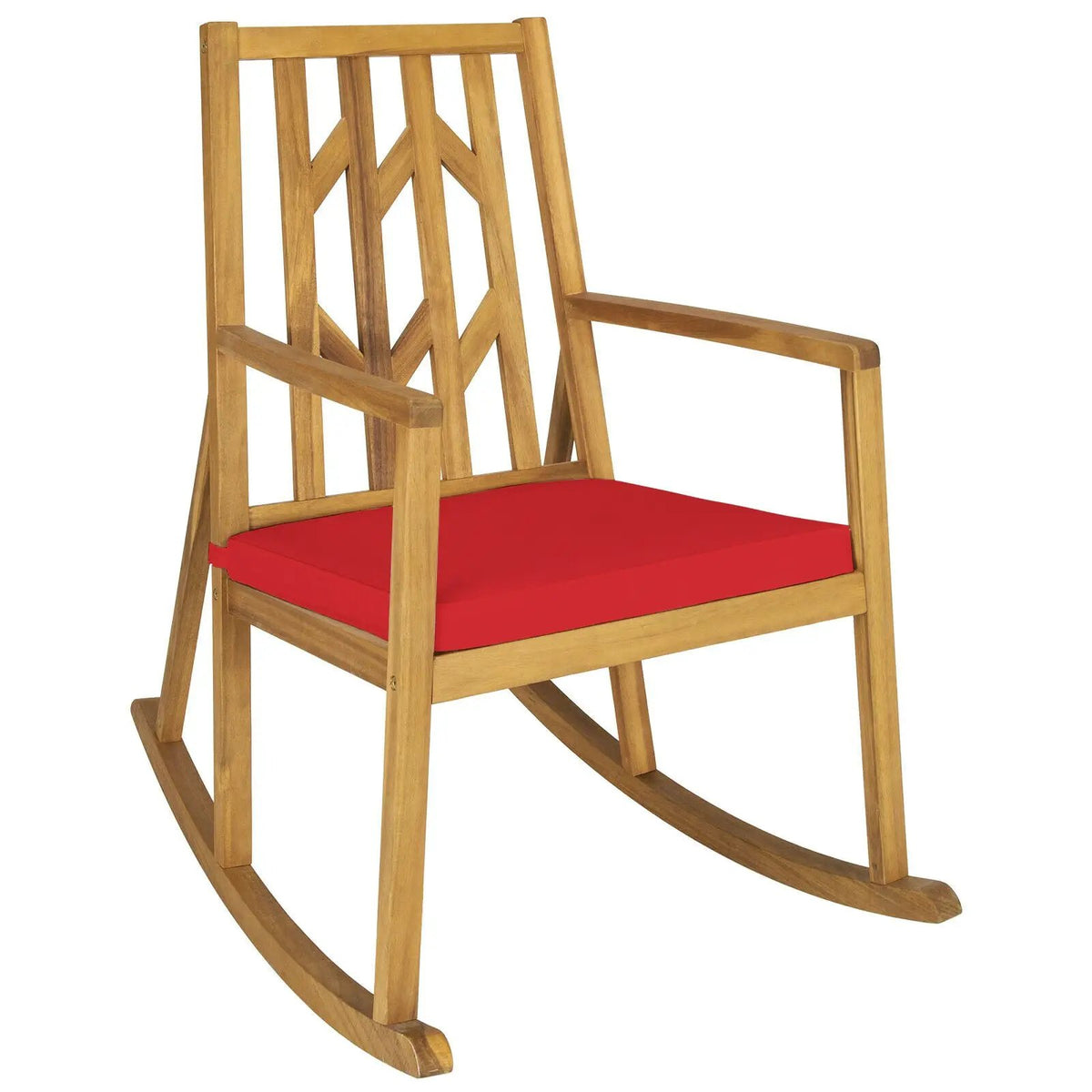 Patio Acacia Wood Rocking Chair Sofa with Armrest and Cushion for Garden and Deck by DirectDeals