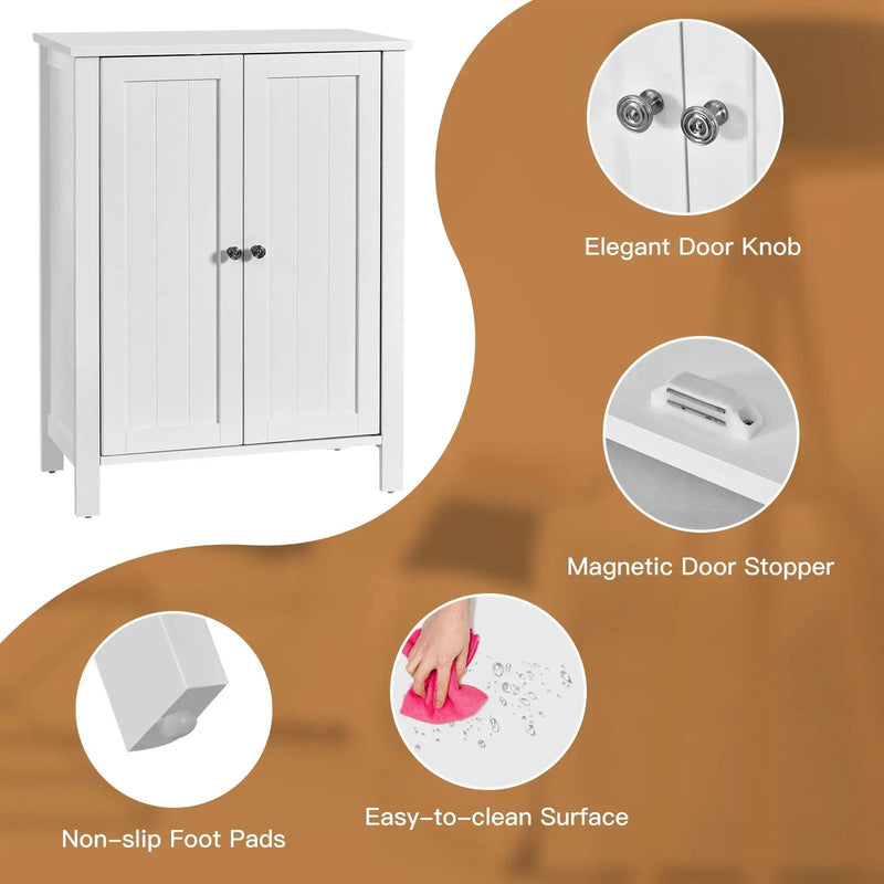2-Door Bathroom Floor Storage Cabinet Space Saver Organizer by DirectDeals