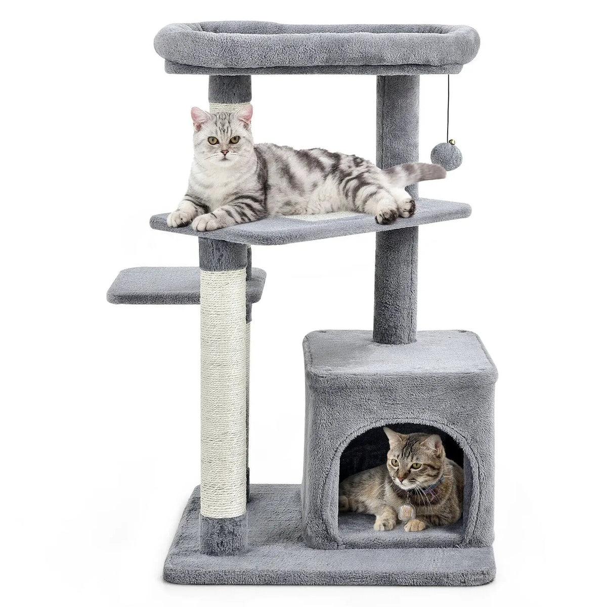 Cat Tree with Perch and Hanging Ball for Indoor Activity Play and Rest by DirectDeals