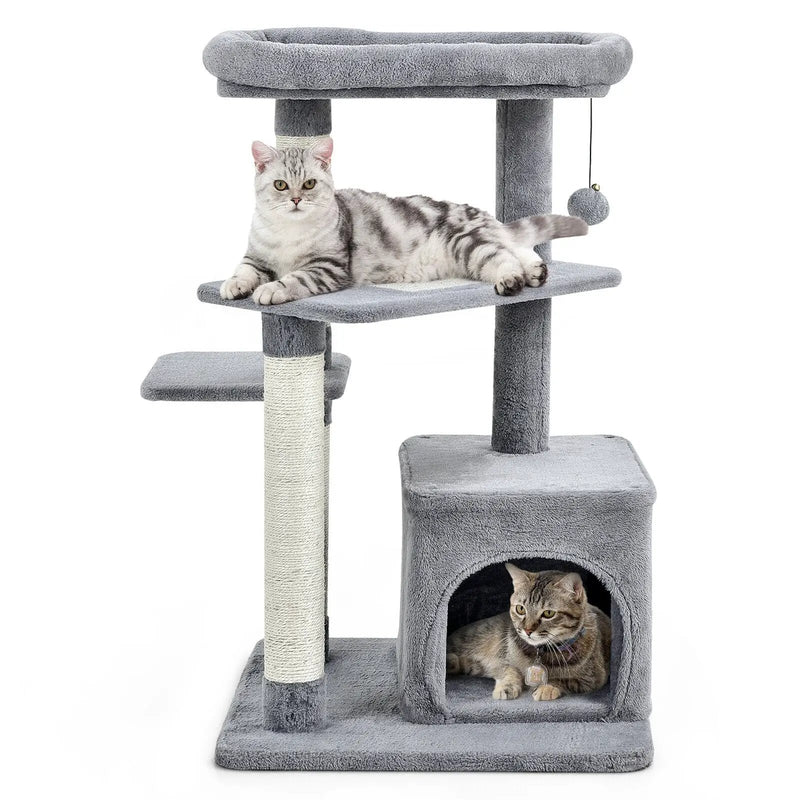 Cat Tree with Perch and Hanging Ball for Indoor Activity Play and Rest by DirectDeals