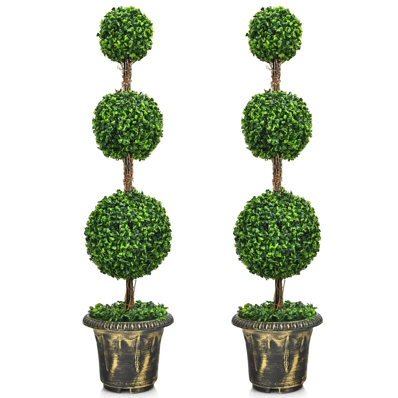 4 Feet Artificial Topiary Triple Ball Tree Plant by DirectDeals