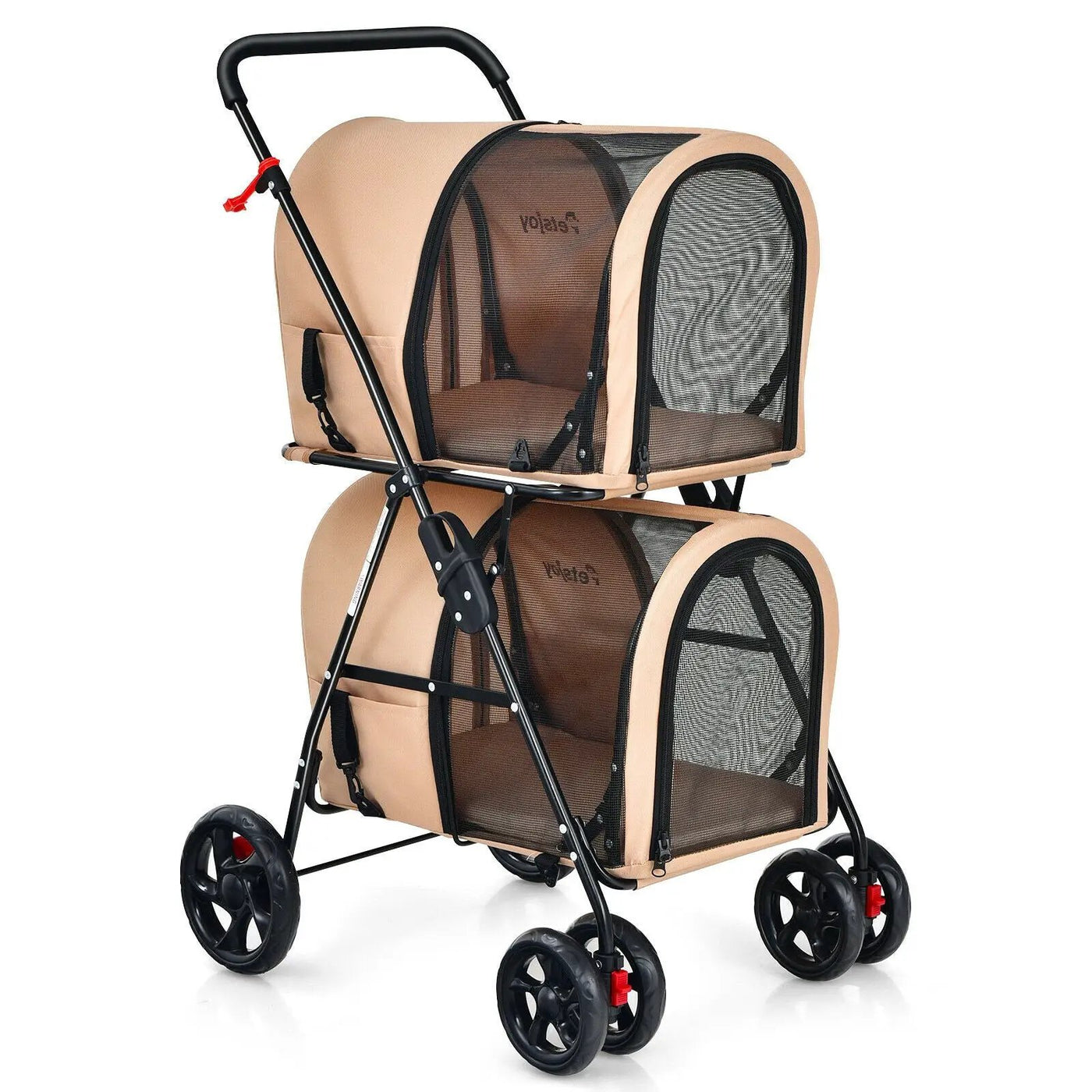 4-in-1 Double Pet Stroller with Detachable Carrier and Travel Carriage by DirectDeals