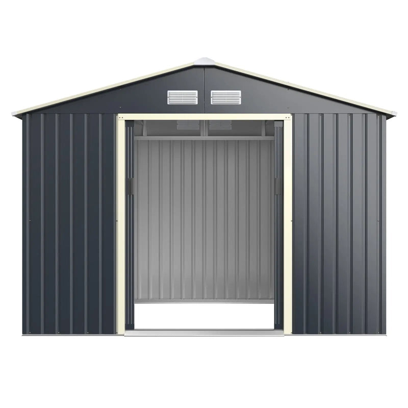 9 x 6 Feet Metal Storage Shed for Garden and Tools-Gray by DirectDeals