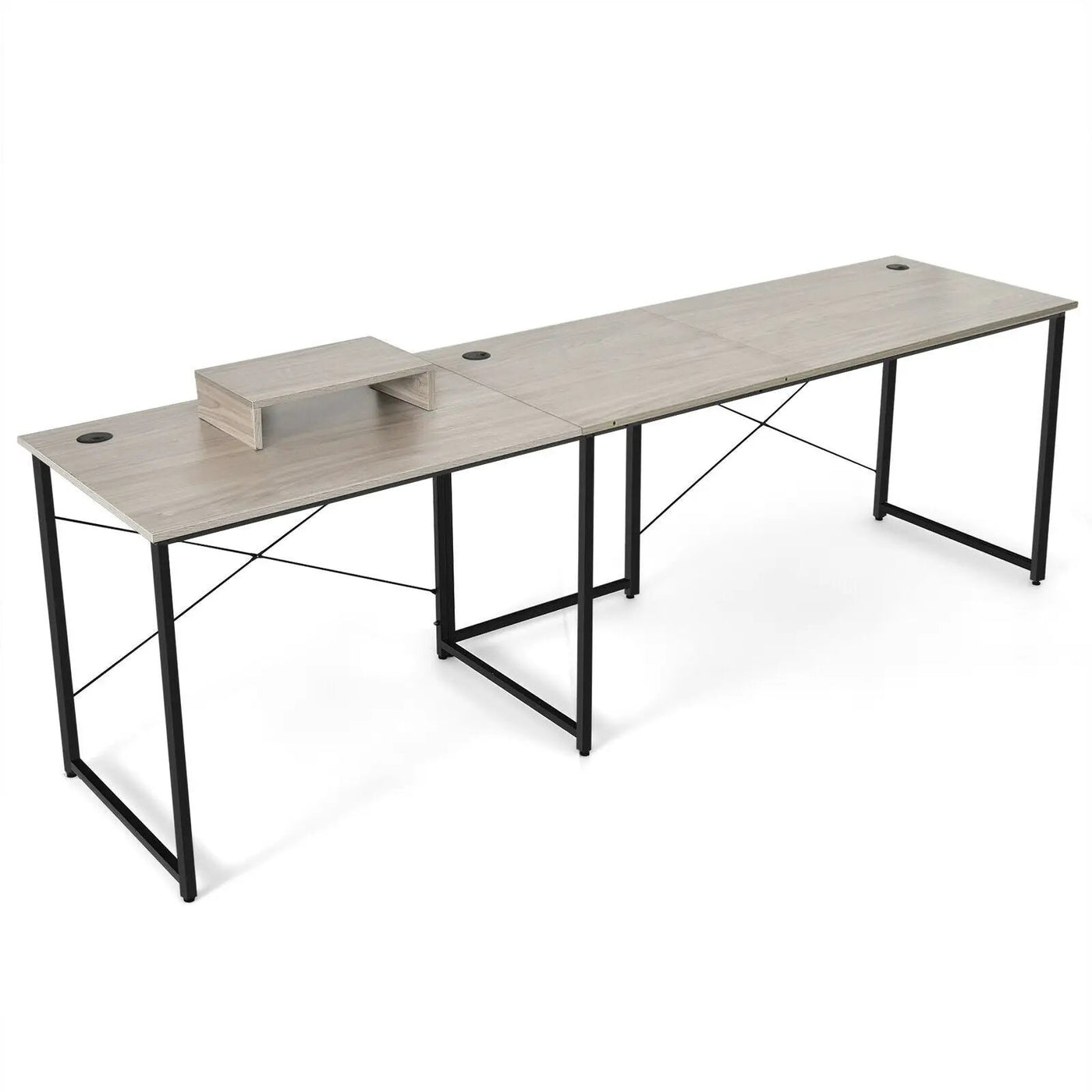 95 Inch 2-Person L-Shaped Long Reversible Computer Desk with Monitor Stand by DirectDeals