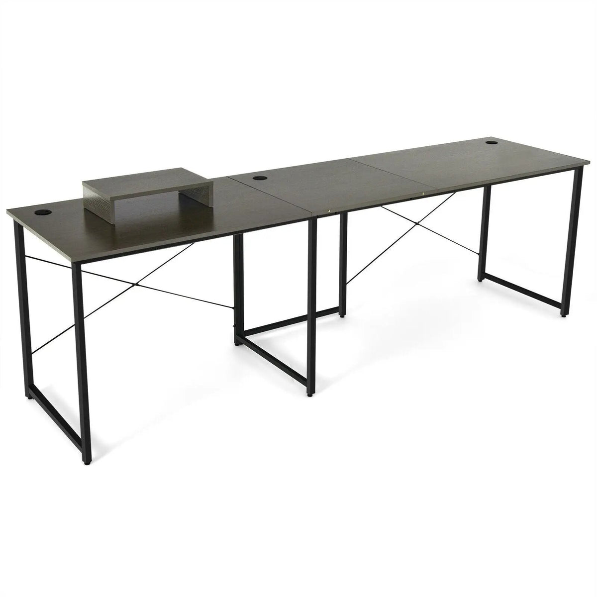 95 Inch 2-Person L-Shaped Long Reversible Computer Desk with Monitor Stand by DirectDeals