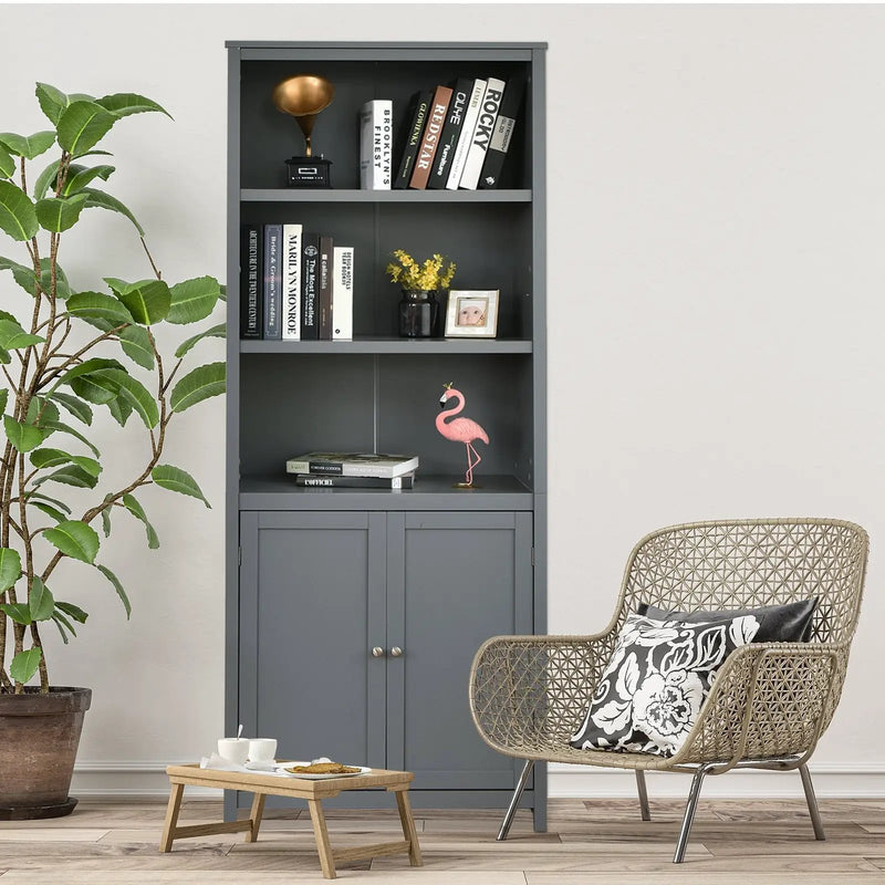 Bookcase Shelving Storage Wooden Cabinet Unit Standing Display Bookcase with Doors by DirectDeals
