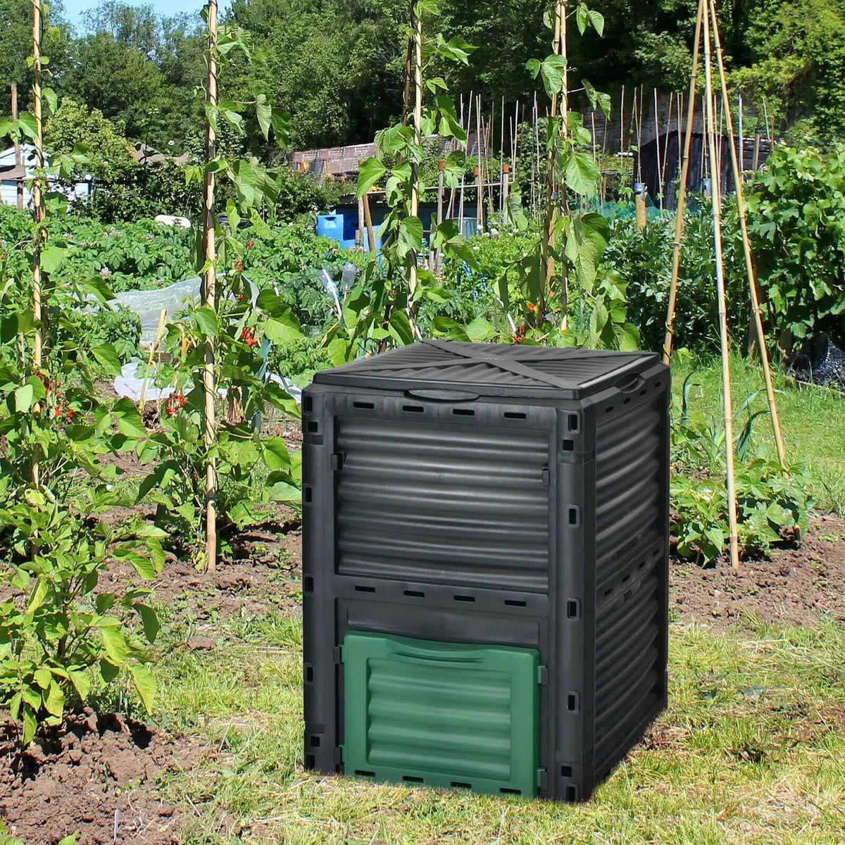 80-Gallon Outdoor Composter with Large Openable Lid and Bottom Exit Door by DirectDeals