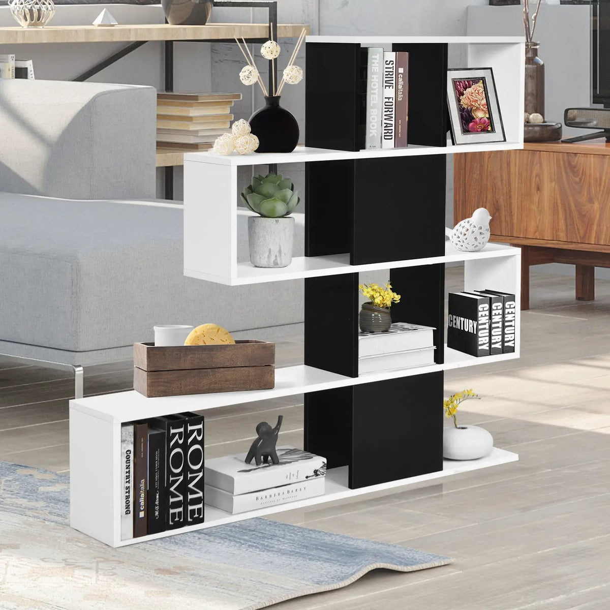 5-Tier Bookshelf Corner Ladder Bookcase with Storage Rack by DirectDeals