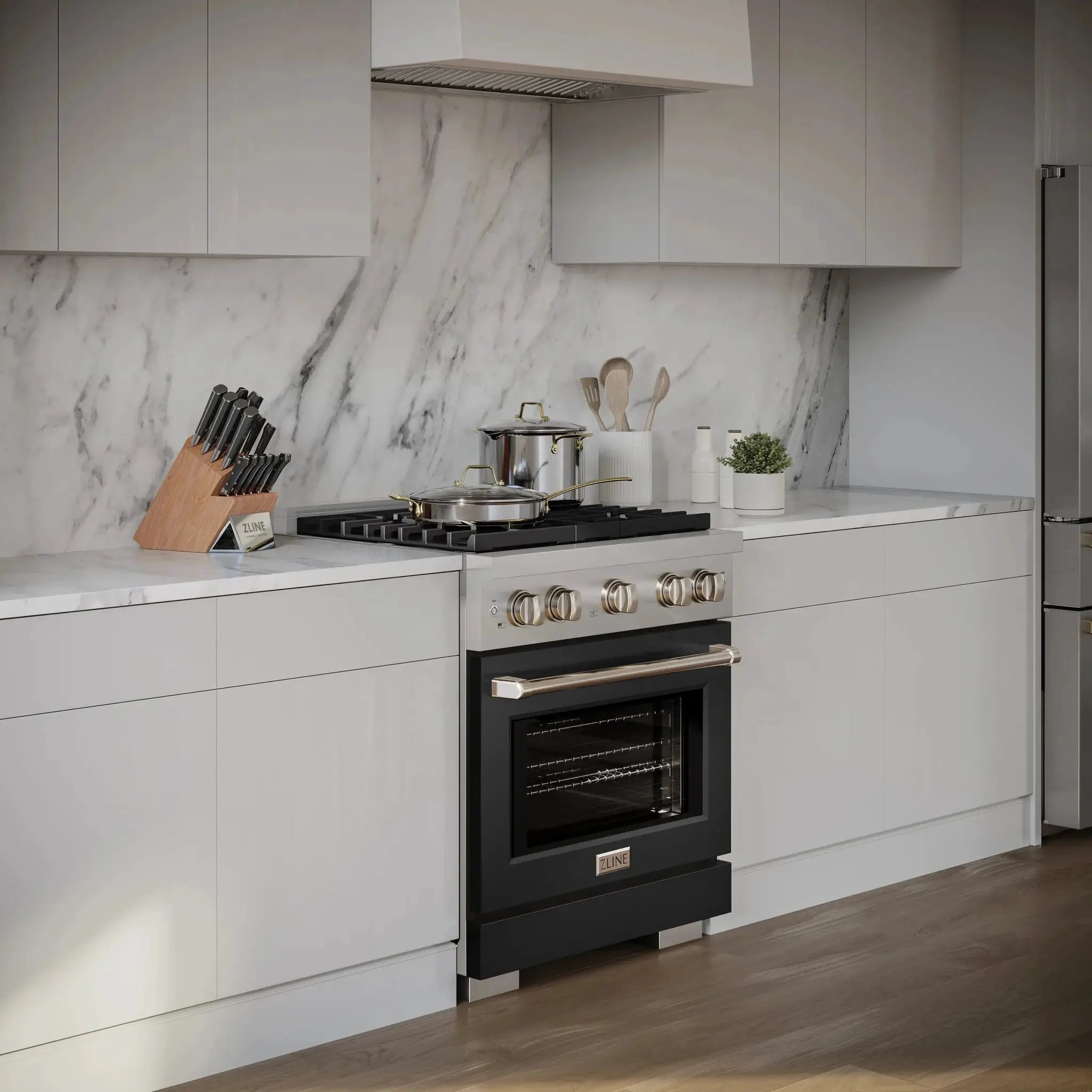 ZLINE 30" Gas Range, Convection Gas Oven, Stainless Steel,Matte Black SGR-BLM-30 by Farmhouse Kitchen and Bath