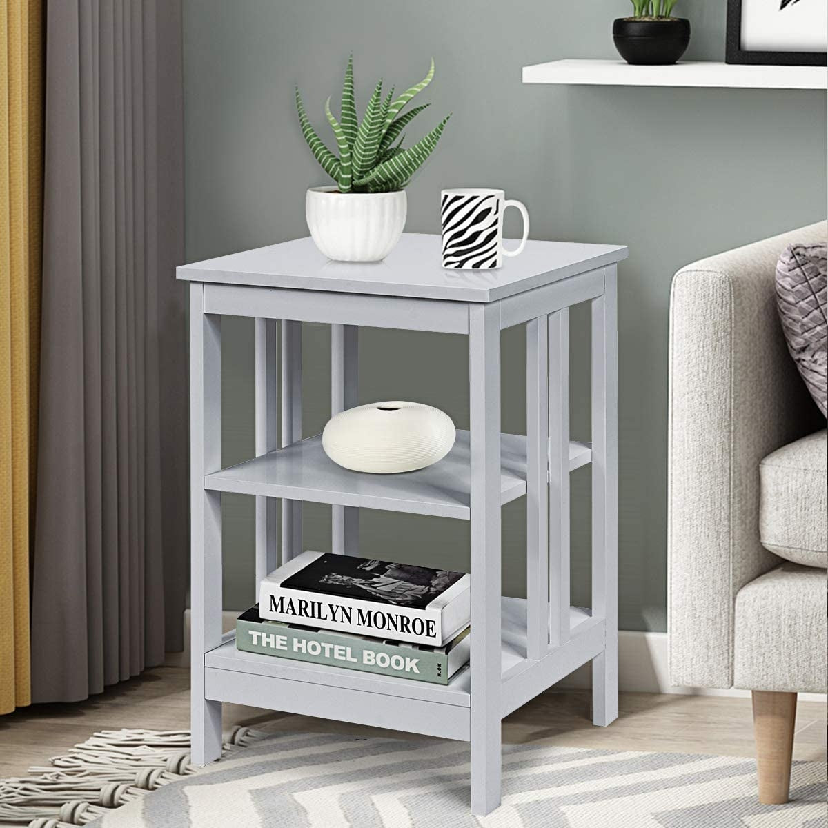 3-Tier X-Design Nightstands with Storage Shelves for Living Room Bedroom, photo 2 of 32
