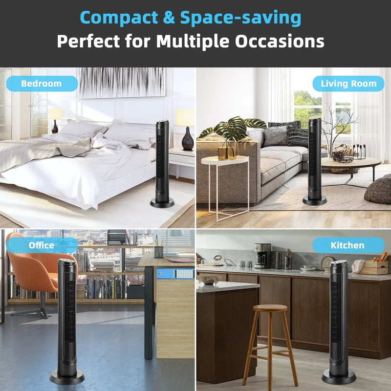 40 Inch Tower Fan with Remote 75Àö Oscillating Fan with 3 Wind Modes and 4 Wind Speeds-Black by DirectDeals