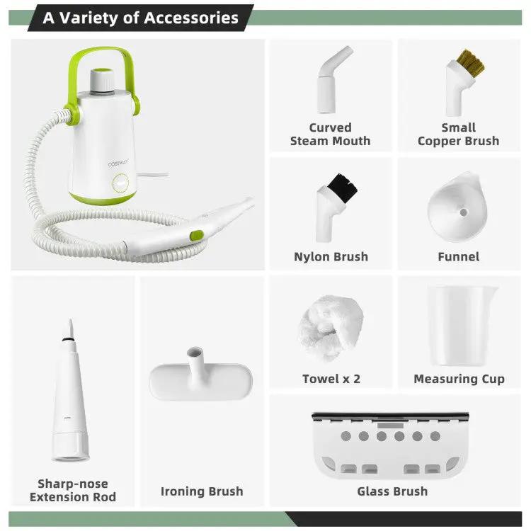 1000W Multifunction Portable Hand-held Steam Cleaner with 10 Accessories by DirectDeals
