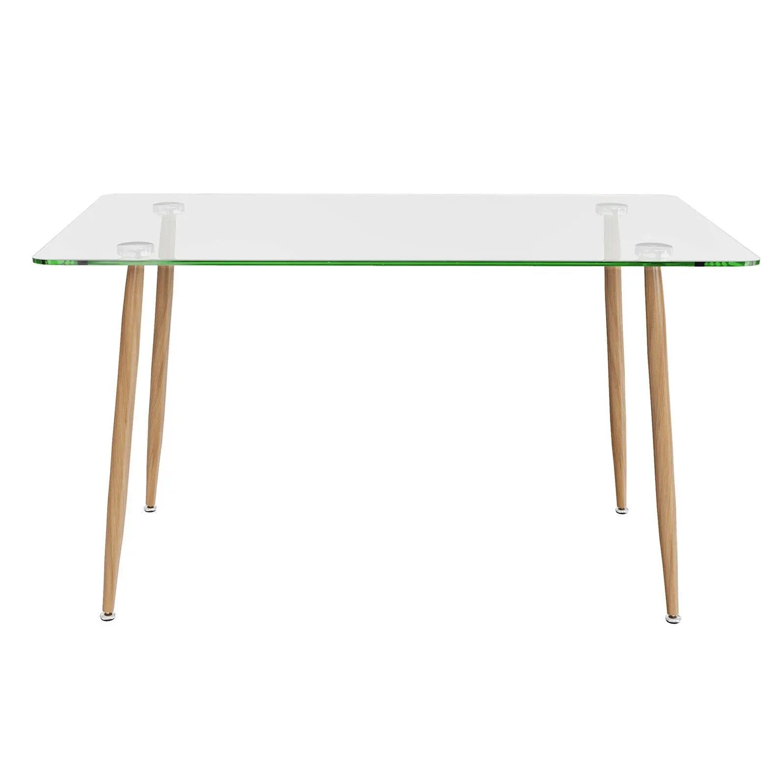 Modern Glass Rectangular Dining Table with Metal Legs by DirectDeals